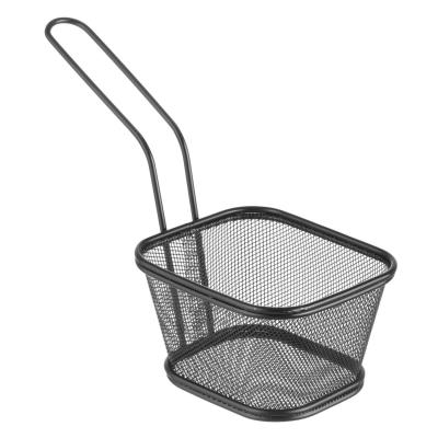Servírovací mini fritovací košík stohovatelný černý, HENDI, 130x115x(H)80mm | 425695